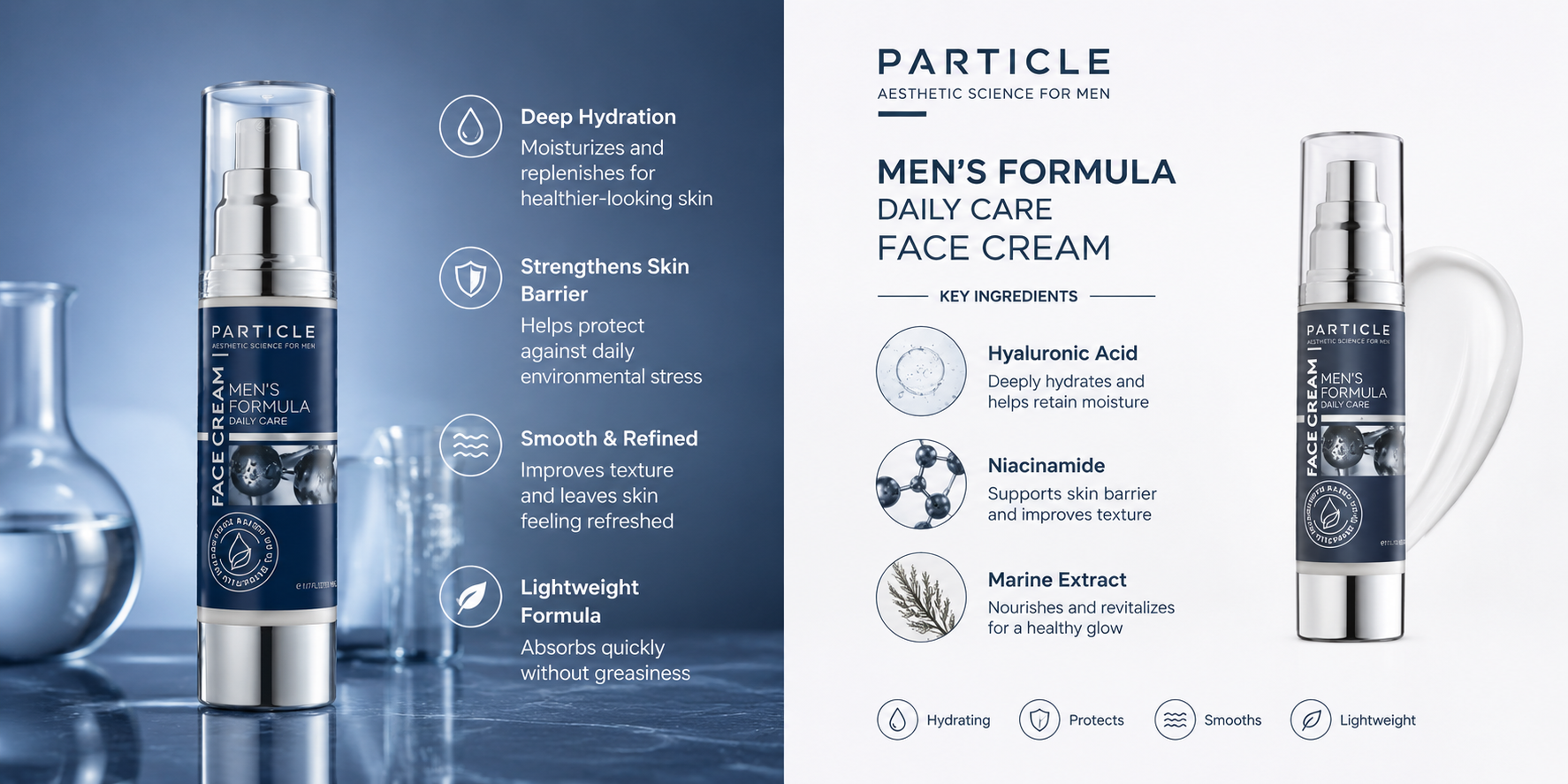 Particle Men's Face Cream – Anti-Aging Daily Moisturizer for Men | Wrinkle Reducer & Hydrating Face Lotion 1.7 oz