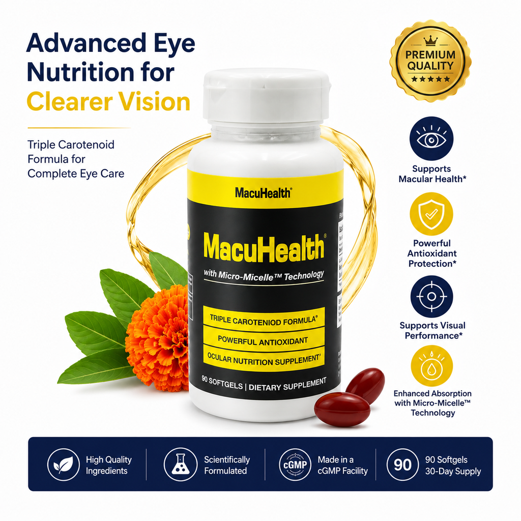MacuHealth Triple Carotenoid Formula Eye Health Supplement For Adults – Lutein, Zeaxanthin & Meso-Zeaxanthin | 90 Softgels