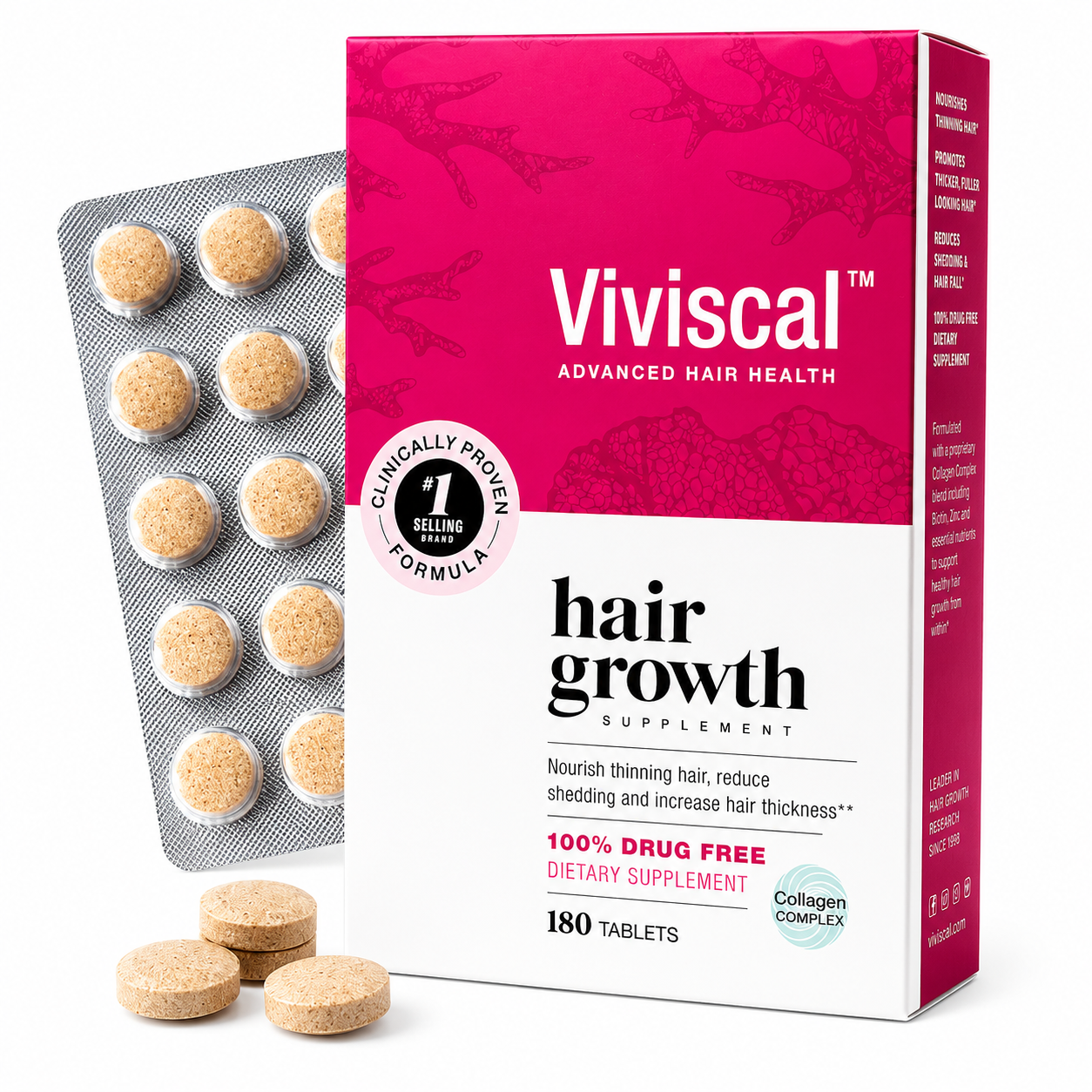Viviscal Hair Growth Supplement for Women – 180 Tablets | Clinically Proven Hair Thickening Pills