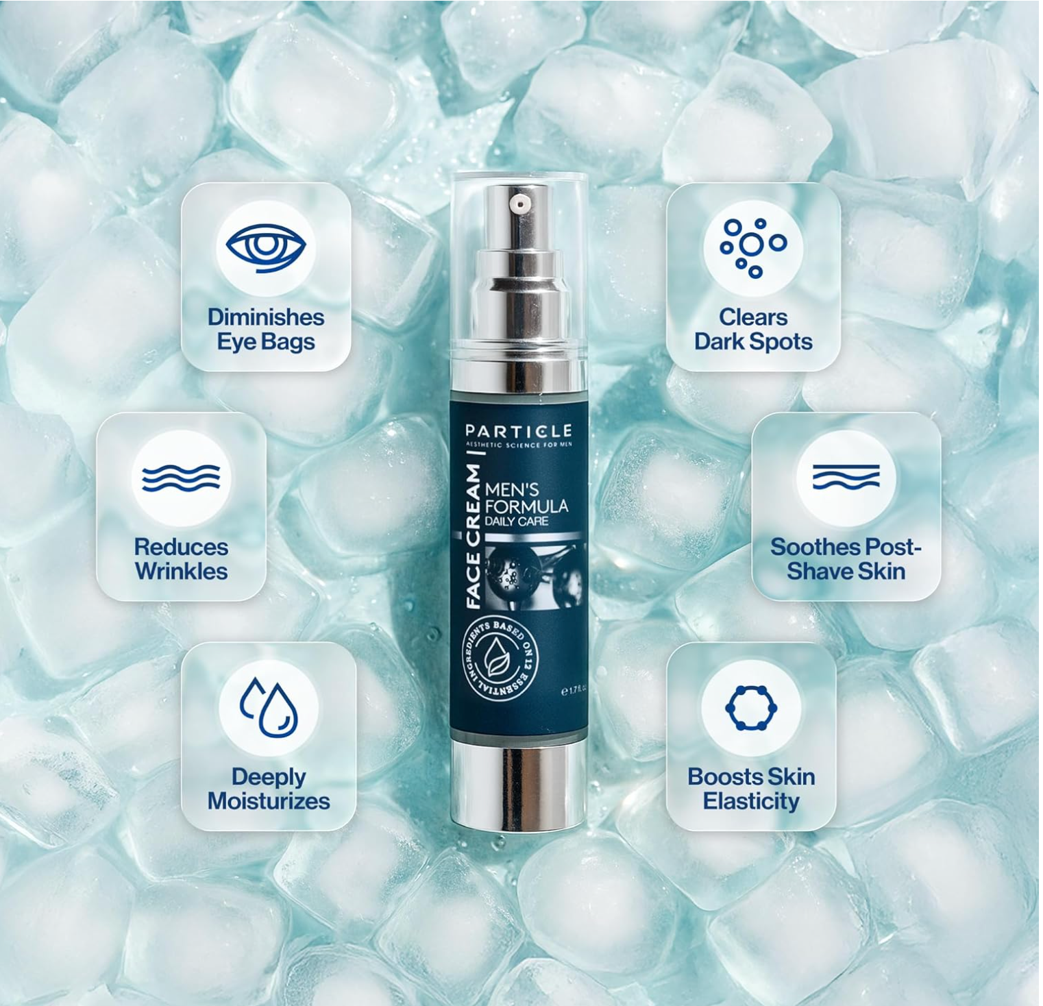 Particle Face Cream for Men, 6 in 1 Hydrating daily Men's moisturizer - 1.7 fl oz