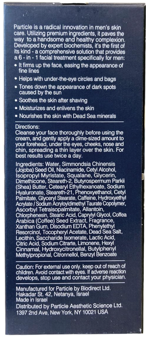 Particle Face Cream for Men, 6 in 1 Hydrating daily Men's moisturizer - 1.7 fl oz