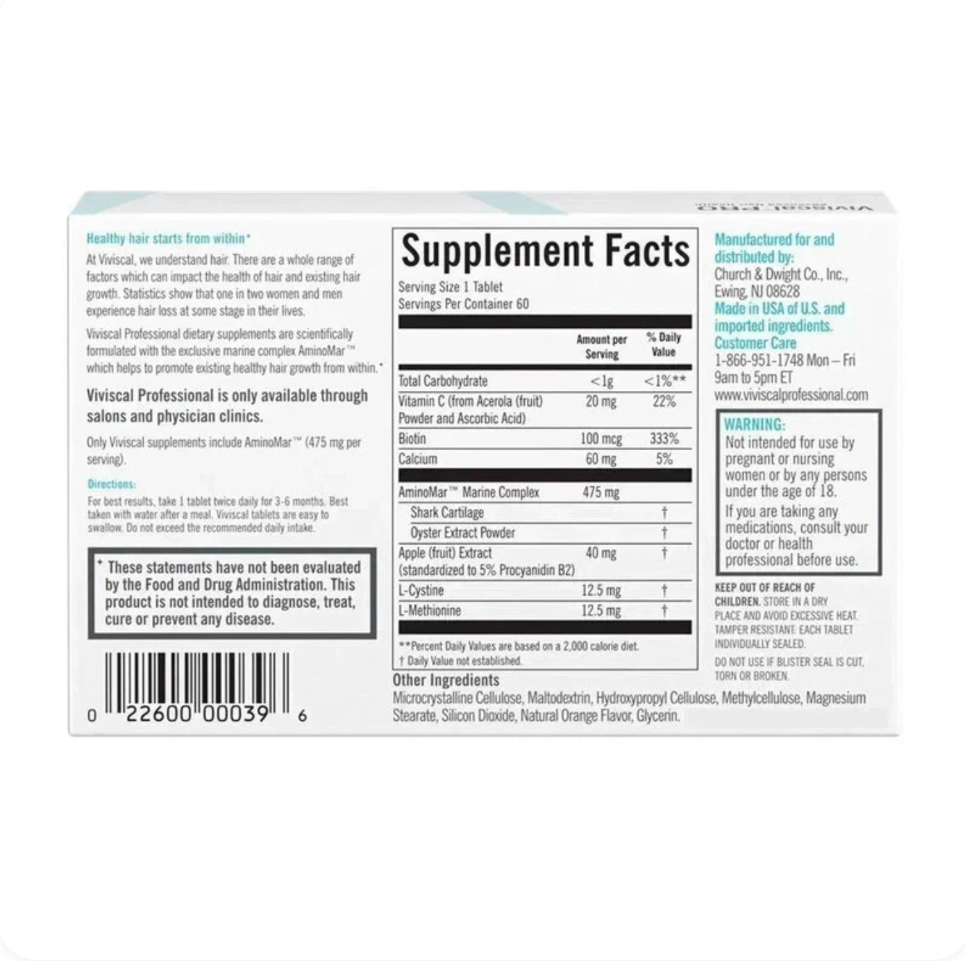 Viviscal Pro Advanced Hair Growth Supplement – 180 Tablets (6-Month Supply)